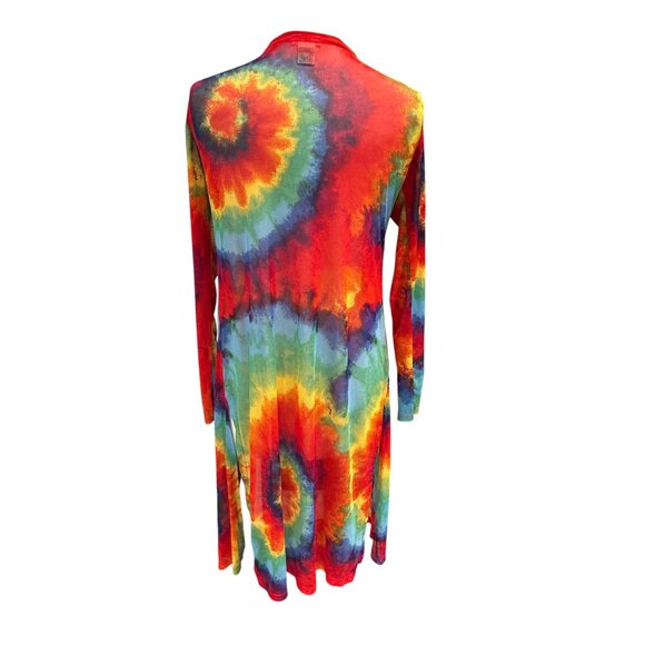Womens XL Tie-Dye Open Front Long Sleeve Cardigan By NYC - Picture 3 of 7